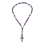 Purple Lace Agate Catholic Christ Rosary