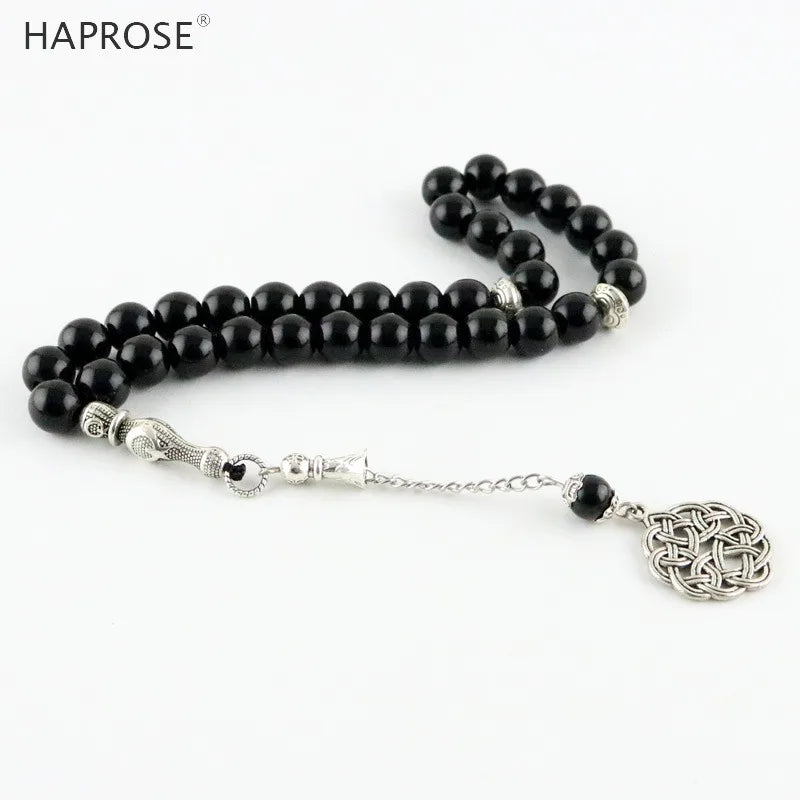 Man's Black agates Tasbih. Islamic Rosary