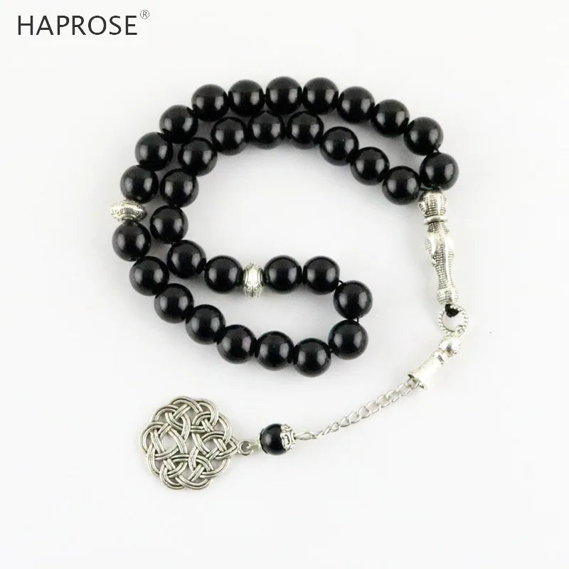 Man's Black agates Tasbih. Islamic Rosary