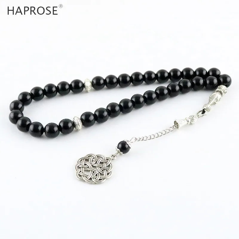 Man's Black agates Tasbih. Islamic Rosary