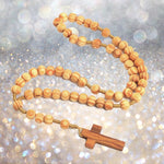 Wooden Grain Rosary Necklace