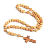 Wooden Grain Rosary Necklace