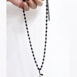 Black Rose Necklace Beaded Rosary