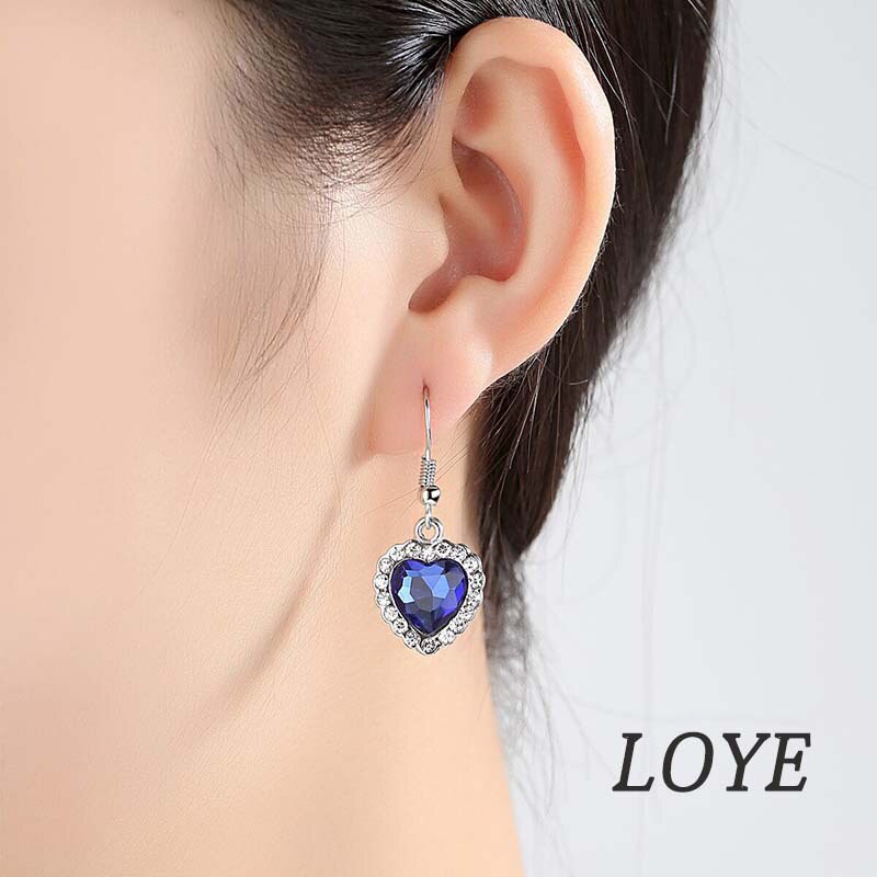 Heart Shape Setting Crystal Necklace And Earings