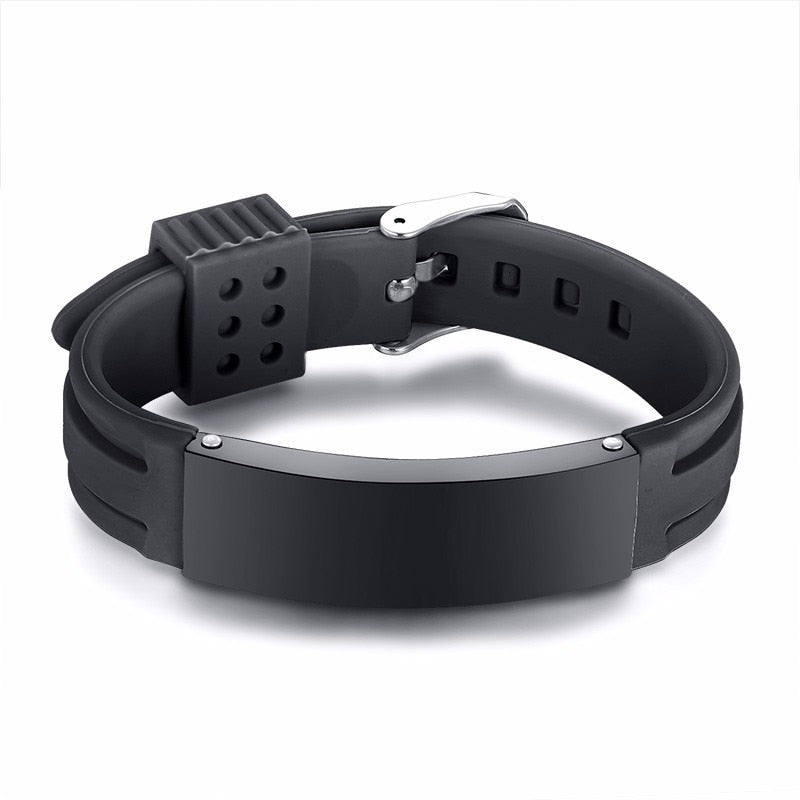 Personalized Silicone Bracelet in Black Watch Strap Band