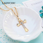 LADYCHIC Crucifix Jesus Gold Cross Necklace