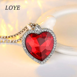 Heart Shape Setting Crystal Necklace And Earings