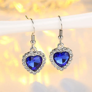 Heart Shape Setting Crystal Necklace And Earings